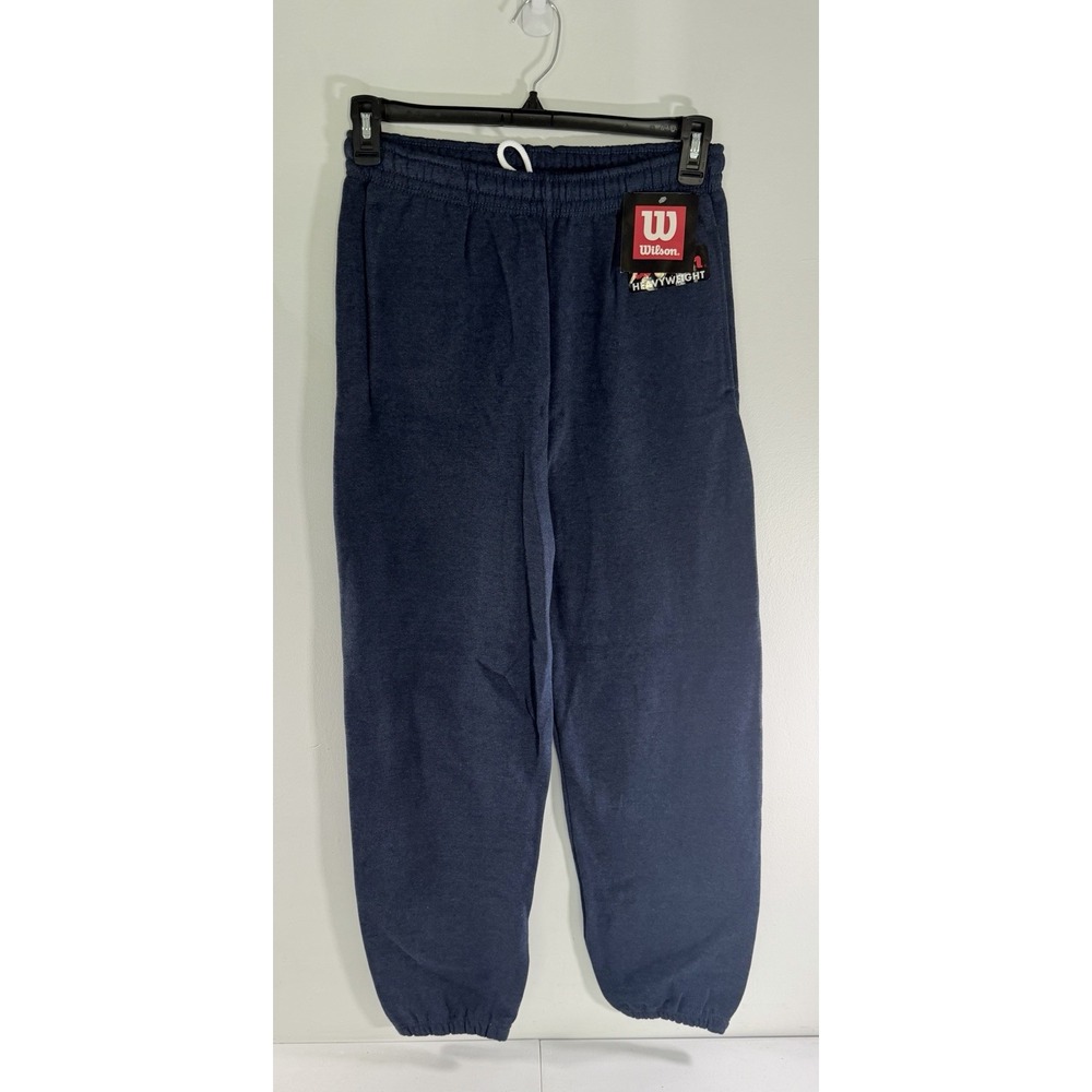 Vintage Wilson Heavyweight Fleece Jogger Gym Sweatpants Blue Medium Y2K NWT
